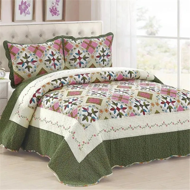 Ensemble de literie en coton, 3 pièces, couvre-lit, couette, Patchwork, style américain