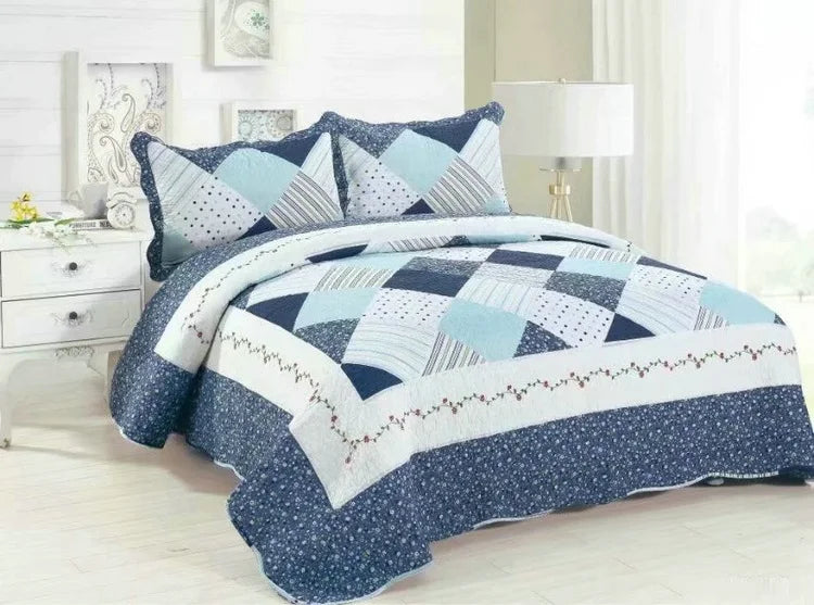 Ensemble de literie en coton, 3 pièces, couvre-lit, couette, Patchwork, style américain