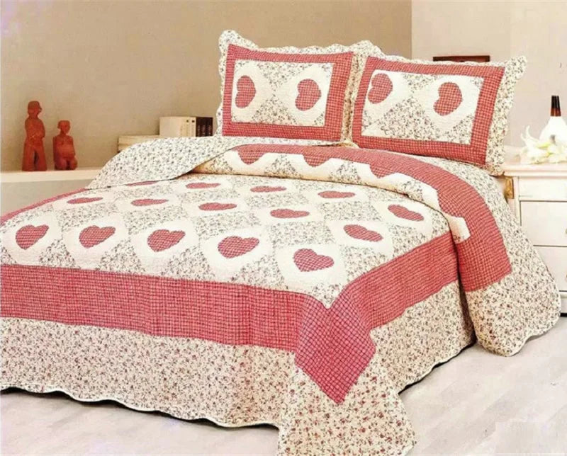 Ensemble de literie en coton, 3 pièces, couvre-lit, couette, Patchwork, style américain