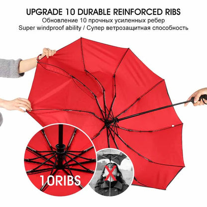 Parapluie pliant automatique coupe-vent double pour femme et homme, dix os, luxe, grande entreprise, parapluies, pluie, cadeau, parasol
