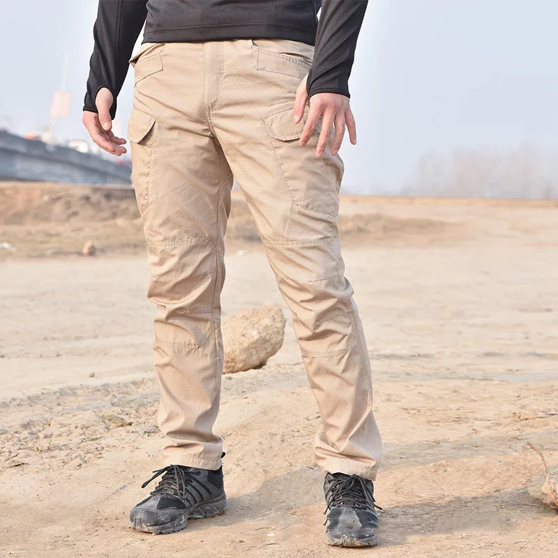 Pantalon cargo imperméable pour homme, jogging militaire masculin, pantalon élastique à poches multiples, grande taille, FjOutdoor