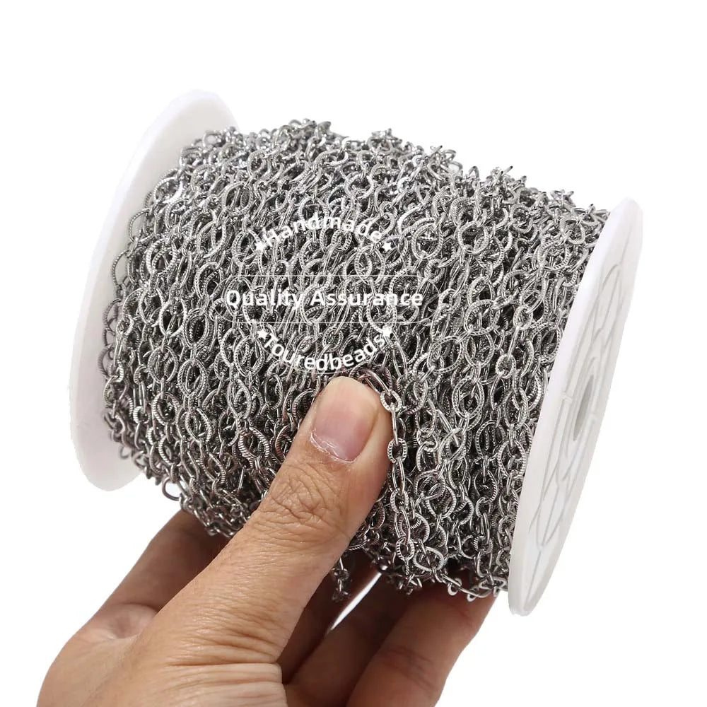Touredbeads – chaînes à maillons ovales en acier inoxydable de 1M, 6mm de largeur, cercle en or pour bricolage, collier, fabrication de bijoux, découvertes faites à la main