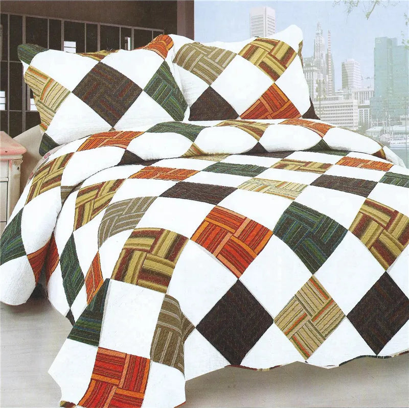 Ensemble de literie en coton, 3 pièces, couvre-lit, couette, Patchwork, style américain