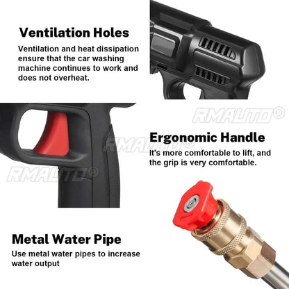 Pistolet à eau haute pression sans fil 2 000 mAh pour lavage de voiture, buse de nettoyage à pression, compatible avec batterie Makit 18 V