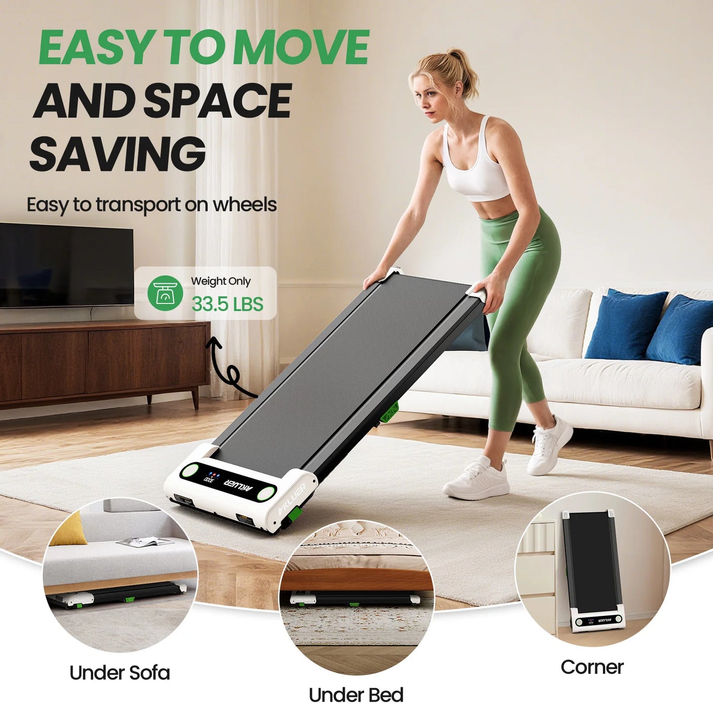 EU Stock Foldable Under Desk Walking Pad Electric Treadmill with Manual Incline for Home Use