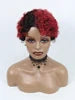 Perruque courte bouclée blonde avec mèches, en cheveux humains, pour femmes noires, sans dentelle, entièrement confectionnée à la machine, pas chère et sans colle.