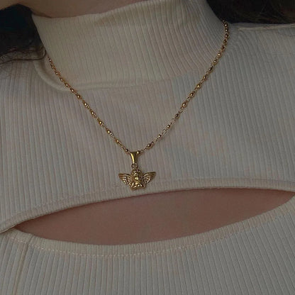 Collier bohémien multicouche avec pendentif chérubin pour femmes, chaîne tendance en plaqué or, grande chaîne épaisse, bijoux 2021