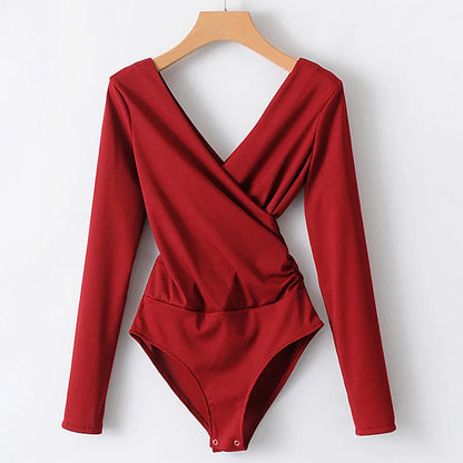 SheMujerSky Long Sleeve Bodysuit Women Backless Jumpsuits Black White Body femme monos cortos de mujer
