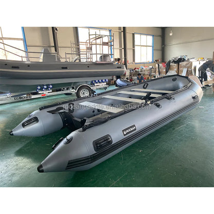 15.4 Feet Inflatable Sport Yacht Aluminium PVC Dinghy Raft Pontoon with 1.2mm Thick Aluminum Floor for Lake Dive Fishing Rescue