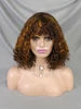 Cheap Human Hair Wig with Bangs for Black Women Glueless Short Water Wave Curly Bob Wigs 200% Density None Lace Front Wig