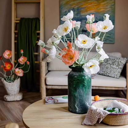 Faux Large Silk Poppy Flower Stem 41" Tall