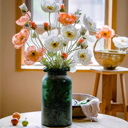 Faux Large Silk Poppy Flower Stem 41" Tall