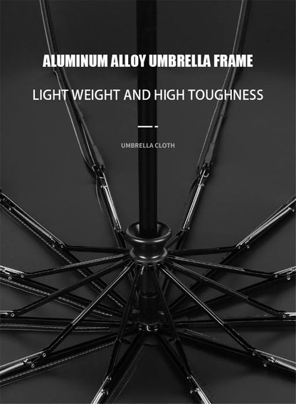 Parapluie 12 baleines grand parapluie résistant entièrement automatique pluie hommes femmes coupe-vent grand 3 parapluies pliants parasol cadeau