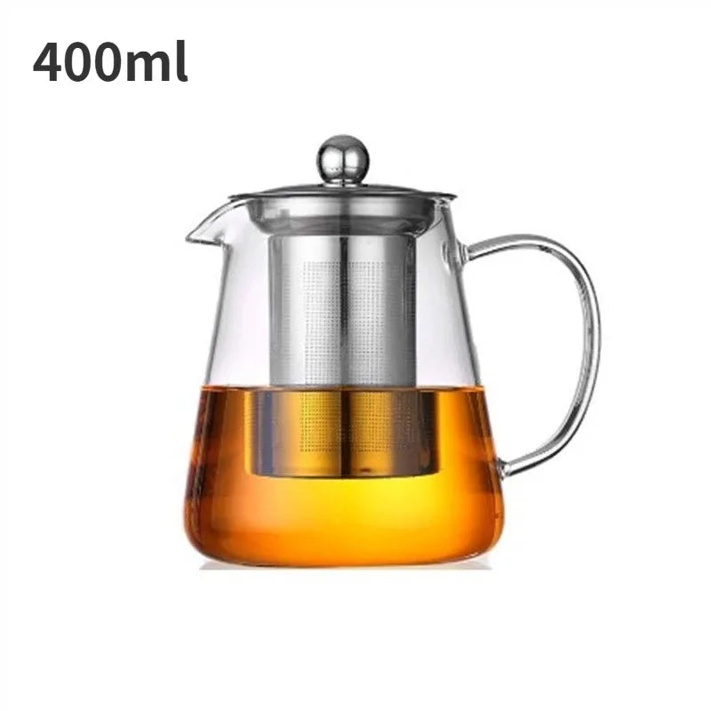 Théière en verre – Borosilicate résistant à la chaleur avec infuseur amovible en acier inoxydable, service à thé Kung Fu