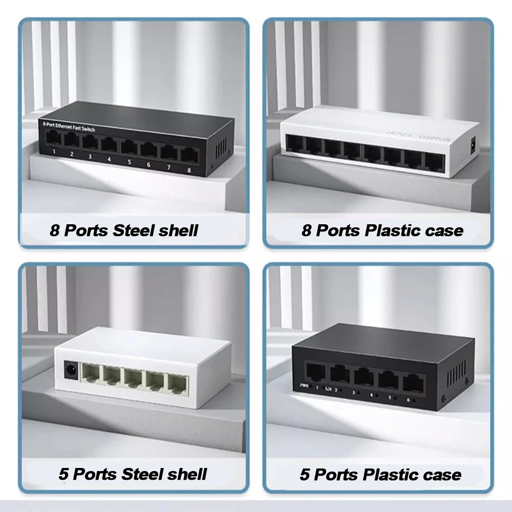 Prise ue 5/8 ports 10/100Mbps commutateurs réseau Mini Ethernet commutateur réseau rapide répartiteur pour le bureau à domicile