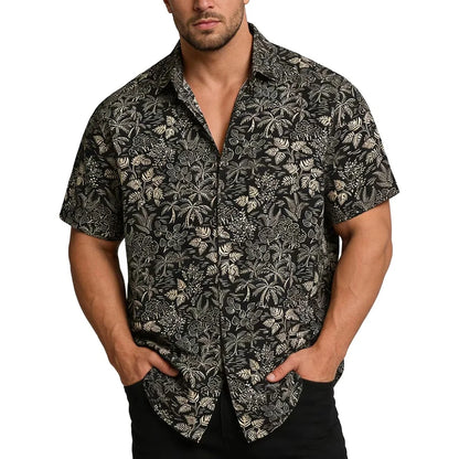 Chemise décontractée pour homme à imprimé graphique vintage, chemise hawaïenne à manches courtes pour l'été, chemises boutonnées, vêtements pour homme, chemise streetwear tendance