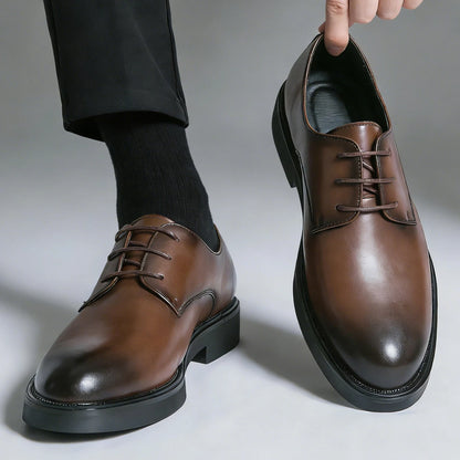 Chaussures habillées classiques pour hommes, chaussures Derby à lacets, chaussures formelles de bureau en cuir, antidérapantes, résistantes à l'usure, chaussures décontractées quotidiennes