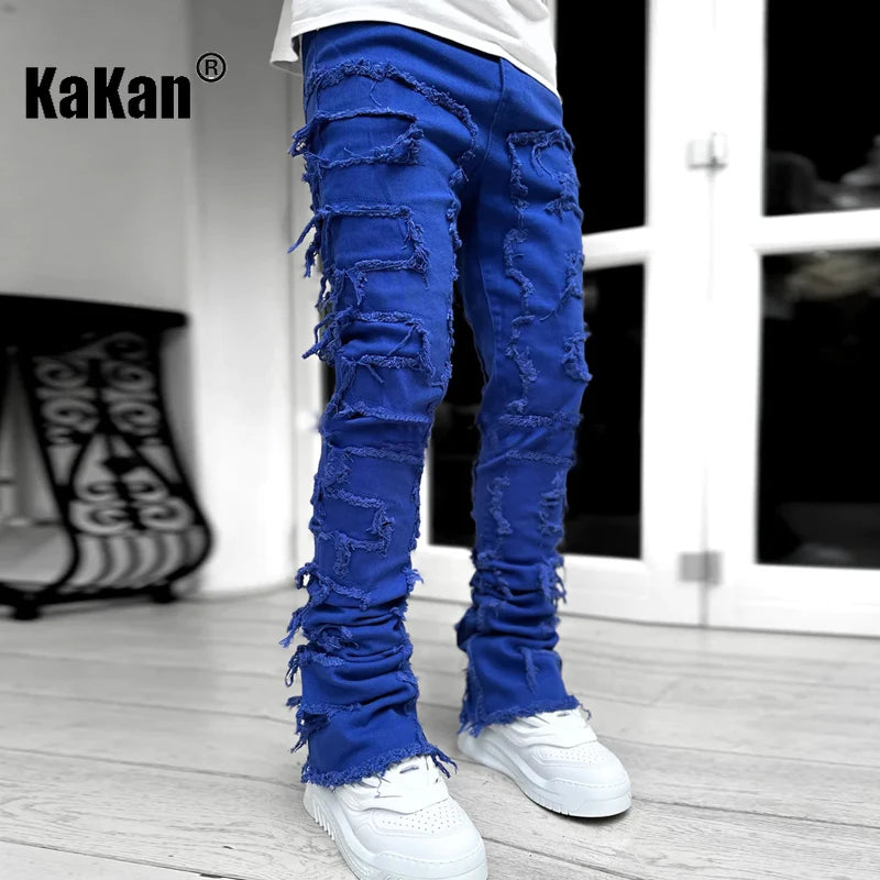 Kakan - Nouveaux jeans extensibles européens et américains pour hommes, coupe droite High Street, coupe droite, 16-301