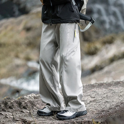 TFETTERS pantalons décontractés pour hommes printemps et automne pantalons de sport droits en plein air cordon taille élastique poche fermeture éclair pantalons de cyclisme