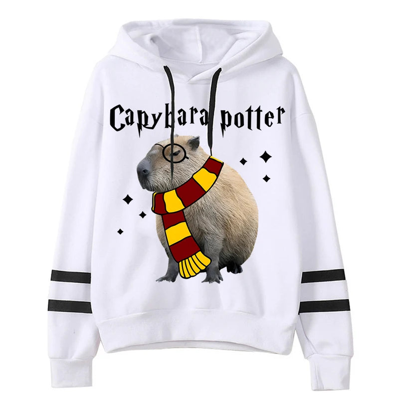 Sweat à capuche Capybara Potter pour femme, manches longues, décontracté, sport, printemps, Animal Capybara, Harajuku, sweat-shirts vintage pour femme