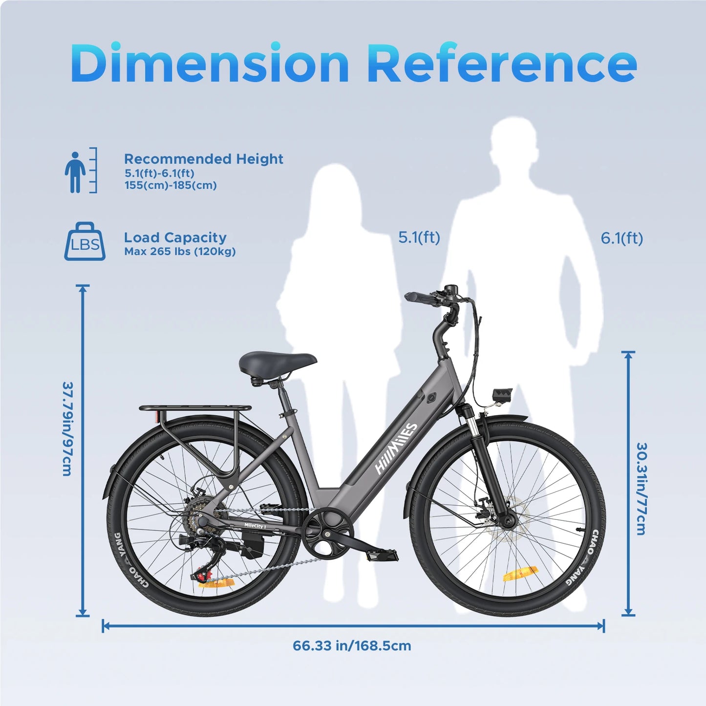 HillMiles MileCity 1 26" Vélo Électrique à Cadre Bas, Autonomie de 120 km, Moteur de 250W, Batterie 36V 13Ah, Vitesse Max 25 km/h, 7 Vitesses, Freins à Disque, E-bike pour la ville, Expédié d'Italie