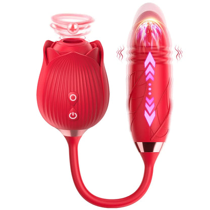 Vibromasseur à succion pour femmes, stimulateur clitoridien, masseur de mamelon Oral, gode vibrant de poussée, jouet sexuel Rose 2 en 1 pour femmes