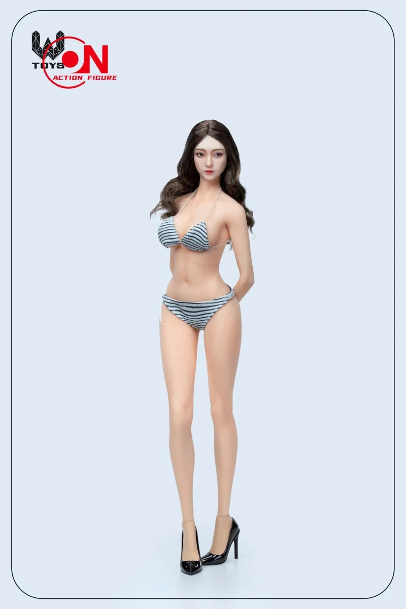 W TOYS 1/6 Xiaoru Corps flexible sans couture avec maillot de bain et pieds détachables, figurine d'action féminine de 12 pouces