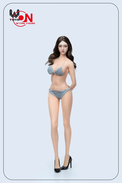 W TOYS 1/6 Xiaoru Corps flexible sans couture avec maillot de bain et pieds détachables, figurine d'action féminine de 12 pouces