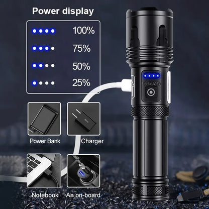 Lampe de poche Super XGardens 90, 120, lumière LED injuste, torche haute puissance, lampe de camping aste, USB 18650