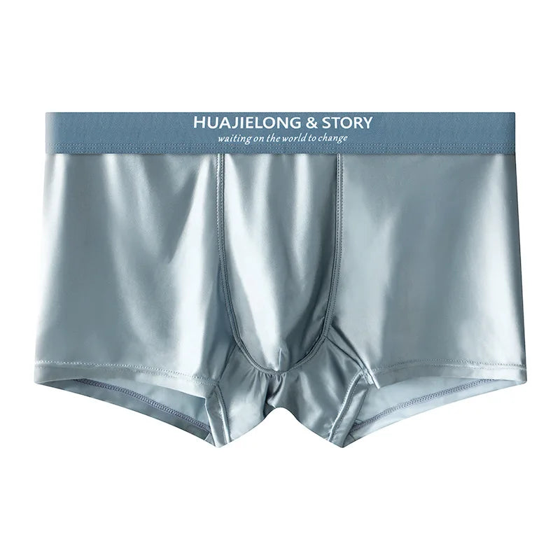1/3 pièces respirant mince Satin soie Boxer slips sans couture taille moyenne glace soie boxeurs caleçons sous-vêtements lisses pour hommes quotidien