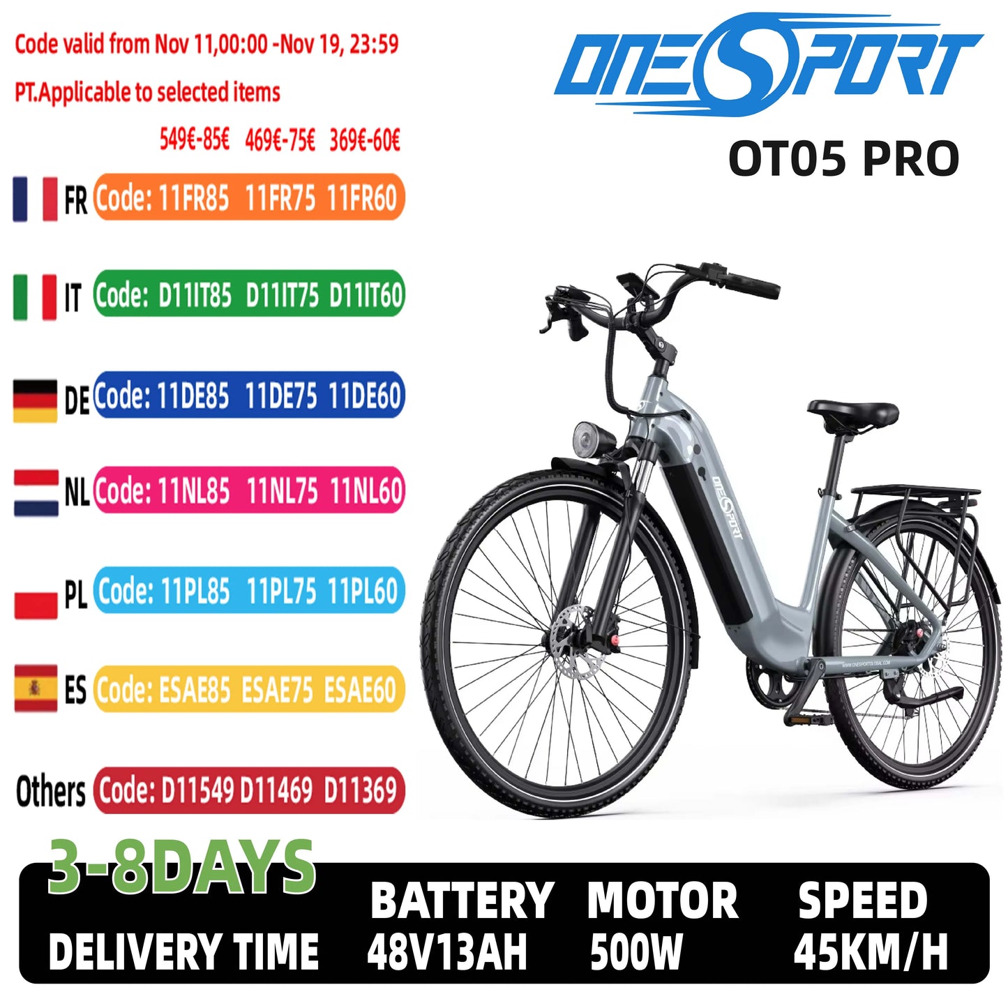Onesport OT05 PRO vélo électrique pour adulte 250W36V22.5Ah batterie vélo électrique montagne ville e-bike