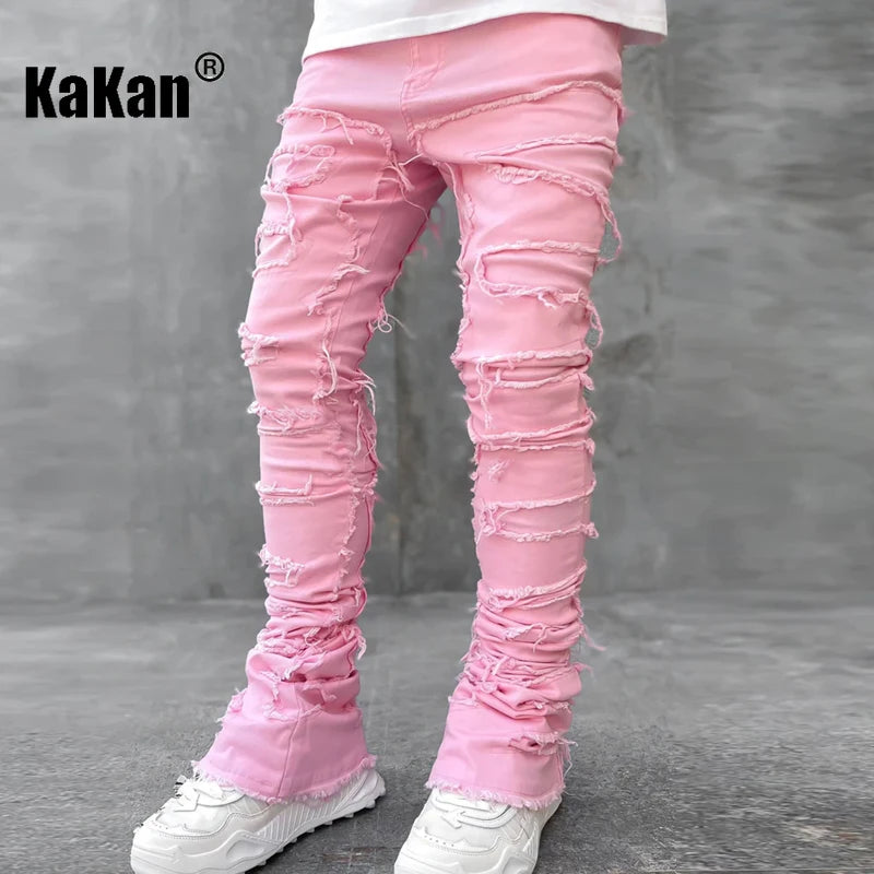 Kakan - Nouveaux jeans extensibles européens et américains pour hommes, coupe droite High Street, coupe droite, 16-301