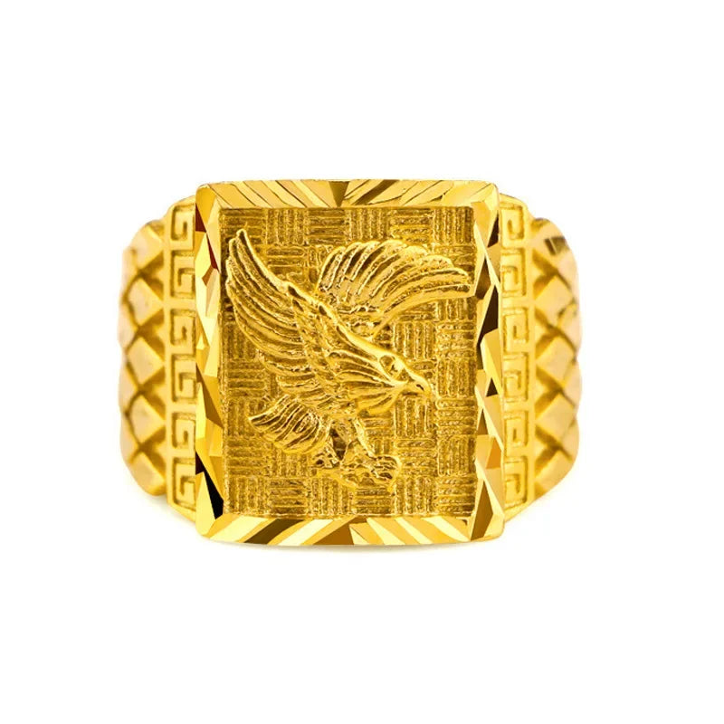 Group bague ouverte en or 14 carats avec document Eagle pour homme, accessoires de père et de frère, bijoux fins, meilleur optique, cadeaux