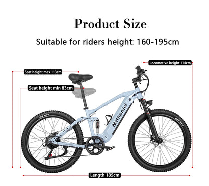Nathaniel SYR03 vélo électrique 27.5 "48V1000W vélo électrique assisté adulte 45Ah grande capacité batteries au lithium détachables Ebike