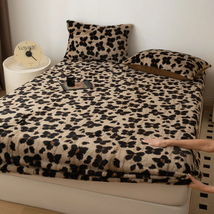 Couvre-lit sur le lit, drap-housse chaud en velours Angora, surmatelas Long en velours, couverture de lit à bande élastique complète