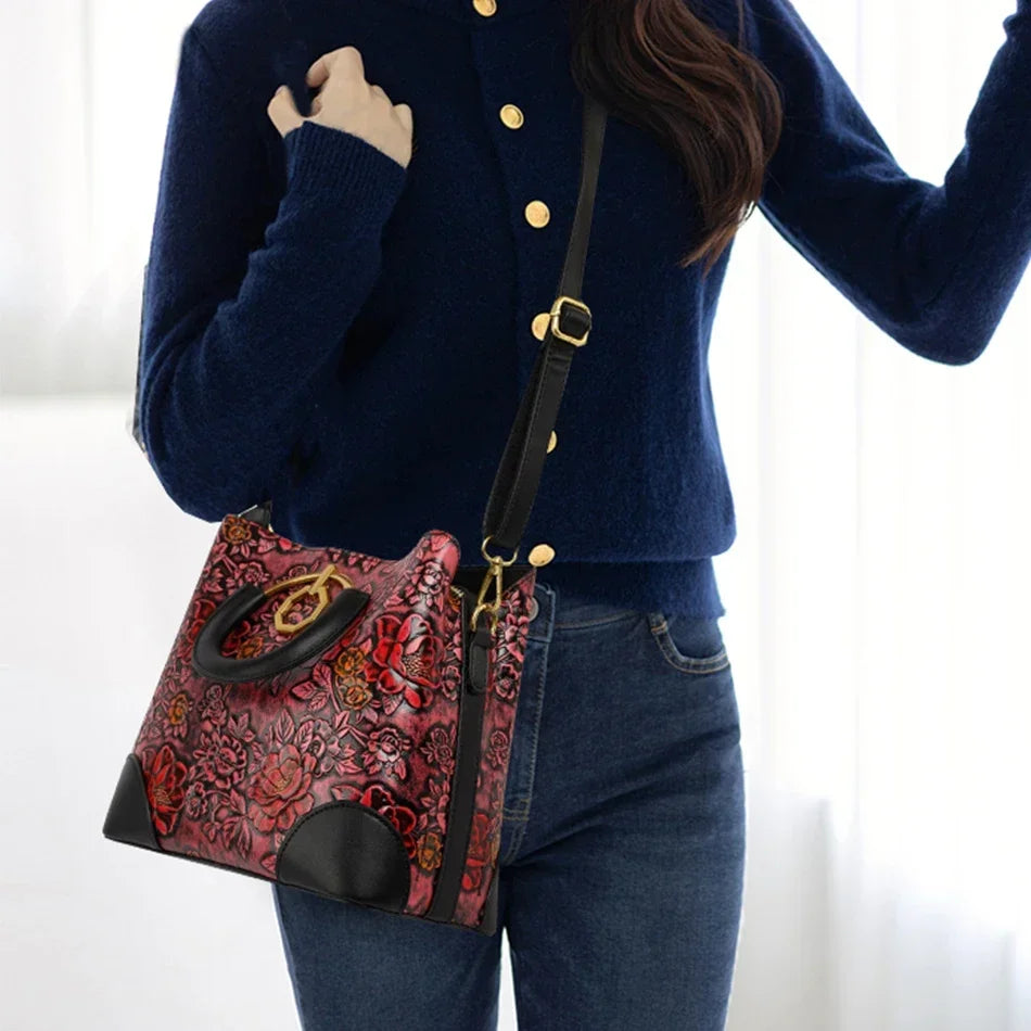 Sacs à bandoulière à imprimé floral pour femmes 2024 Sacs messagers à bandoulière en cuir de haute qualité pour dames