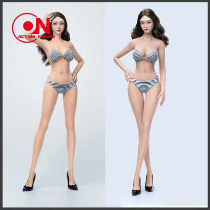 W TOYS 1/6 Xiaoru Corps flexible sans couture avec maillot de bain et pieds détachables, figurine d'action féminine de 12 pouces