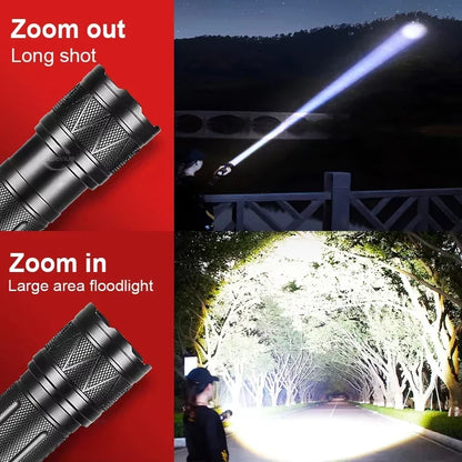 Lampe de poche LED Ultra lumineuse, Rechargeable 12000mAh avec batterie 3*18650, torche tactique étanche IPX6 Zoomable pour le Camping