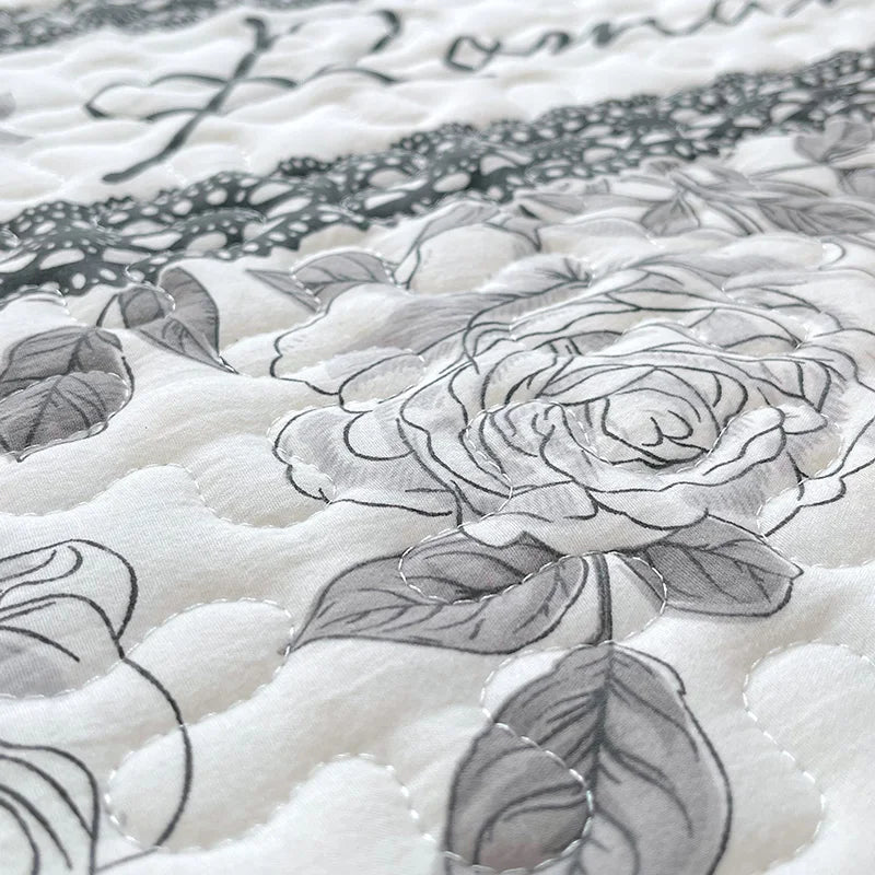 Couvre-lit matelassé pour lits, couverture épaisse avec dentelle, taille simple/Queen/King, imprimé floral, couvre-lit doux, 1 pièce