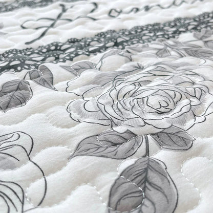 Couvre-lit matelassé pour lits, couverture épaisse avec dentelle, taille simple/Queen/King, imprimé floral, couvre-lit doux, 1 pièce