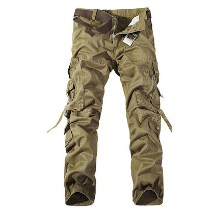 Pantalon cargo multi-poches pour homme, pantalon de travail délavé solide de style militaire d'automne, pantalon de travail en coton ample de haute qualité, pantalon militaire tactique