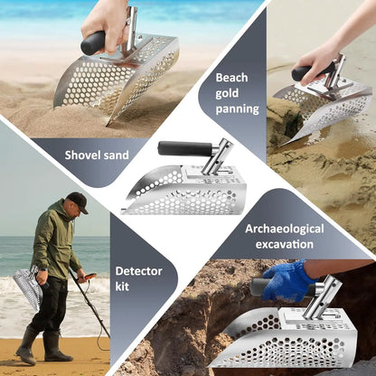 Pelle à sable en acier inoxydable pour la chasse, outil hexagonal, détecteur de métaux, poignées de sagesse, plage