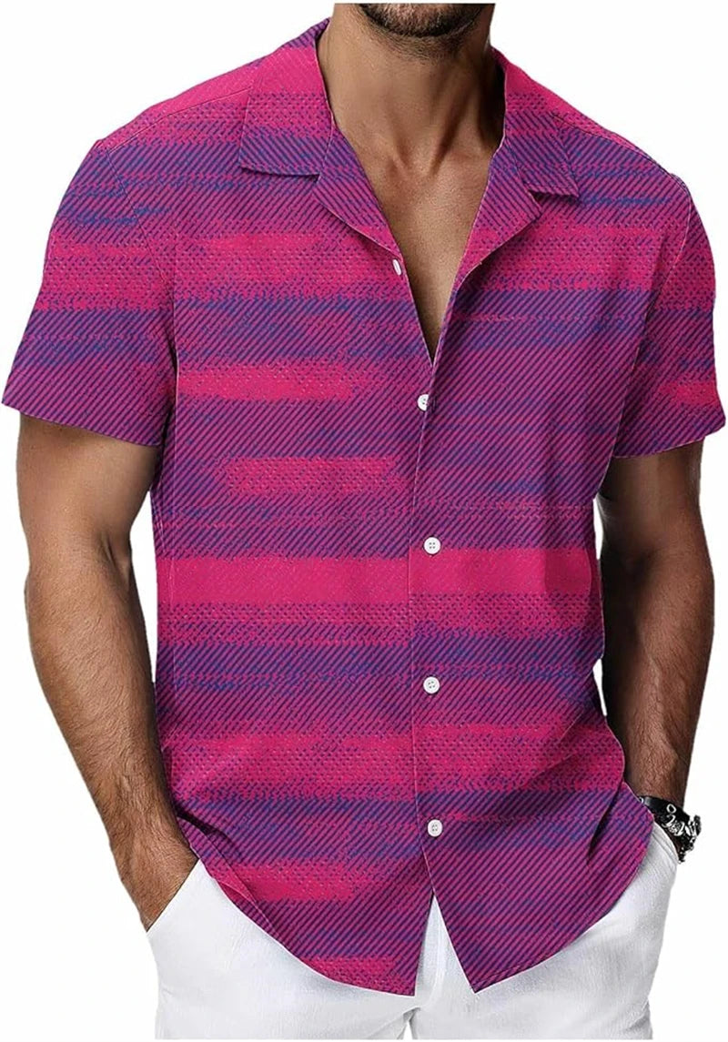 Chemises hawaïennes vintage pour hommes, imprimées de motifs végétaux tropicaux, manches courtes, vêtements décontractés tendance pour hommes, chemise oversize pour hommes