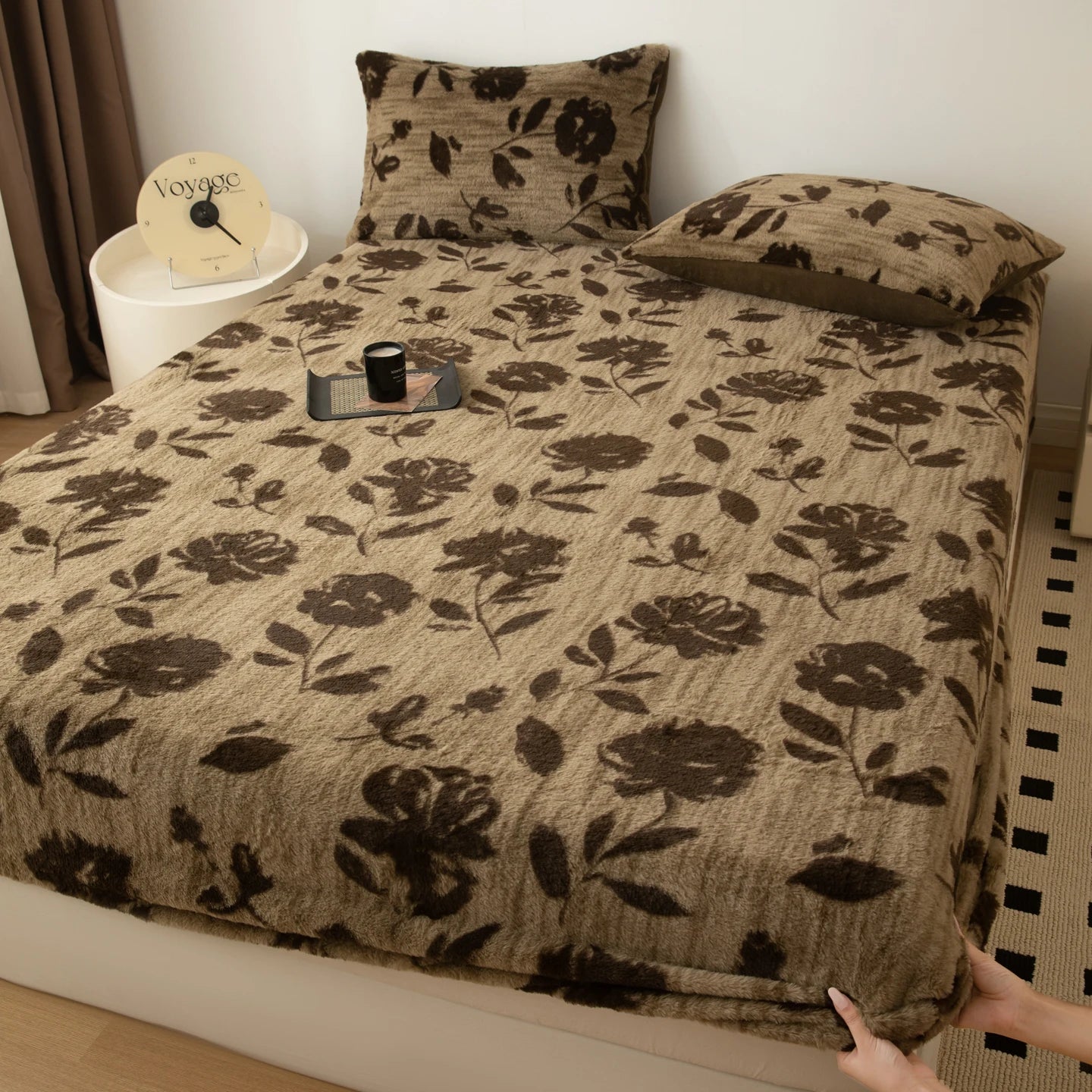 Couvre-lit sur le lit, drap-housse chaud en velours Angora, surmatelas Long en velours, couverture de lit à bande élastique complète