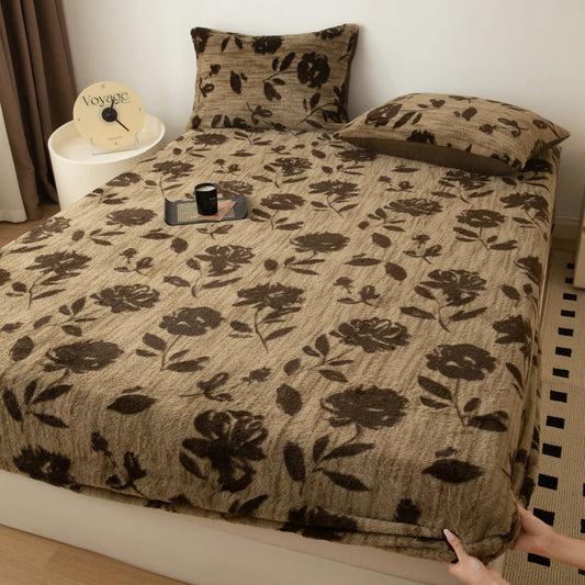 Couvre-lit sur le lit, drap-housse chaud en velours Angora, surmatelas Long en velours, couverture de lit à bande élastique complète