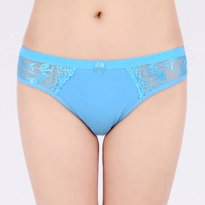 Culotte en coton pour femme, slip sexy transparent en dentelle florale, sous-vêtements taille basse, culotte pour femme, lingerie douce, 5 pièces/ensemble