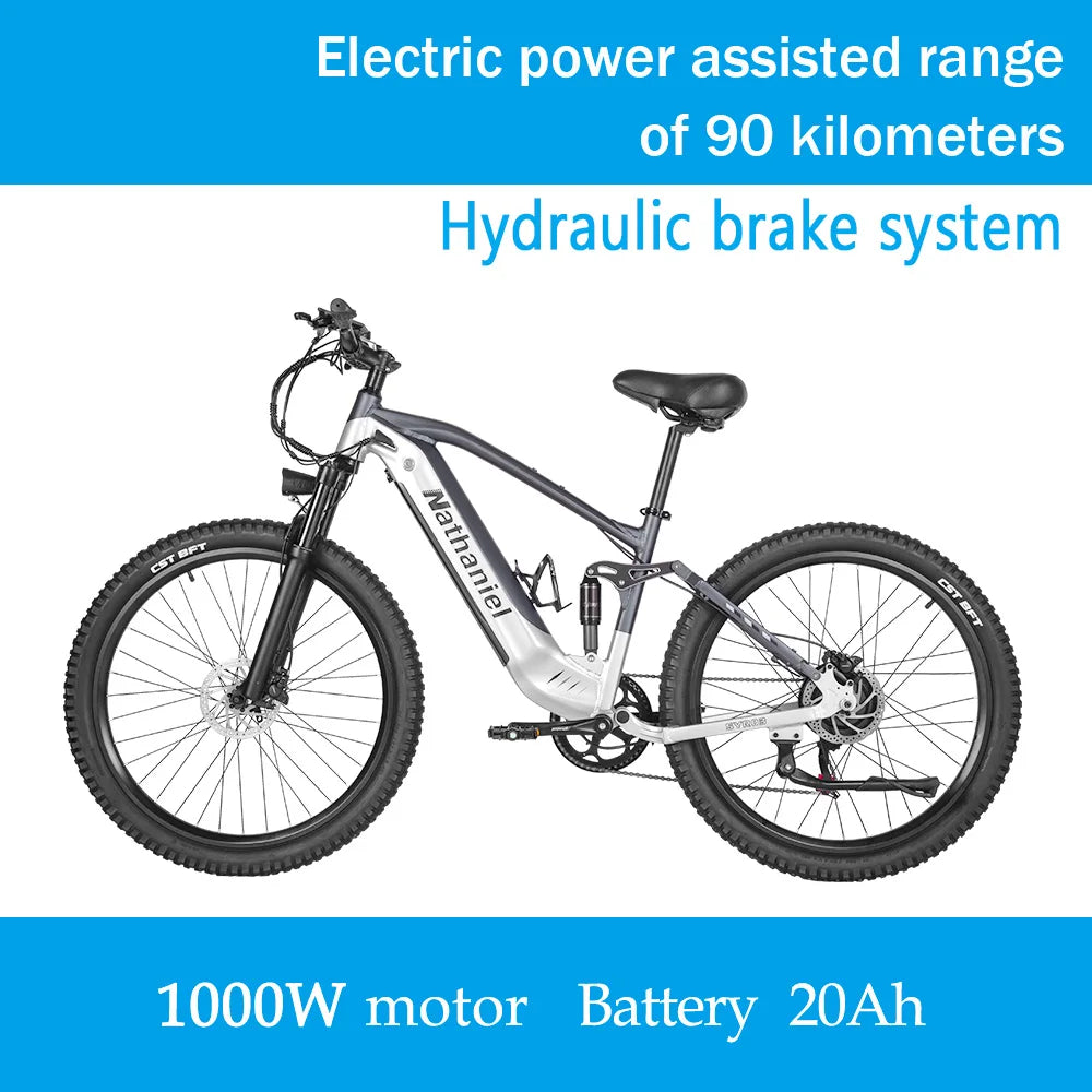 Nathaniel SYR03 vélo électrique 27.5 "48V1000W vélo électrique assisté adulte 45Ah grande capacité batteries au lithium détachables Ebike