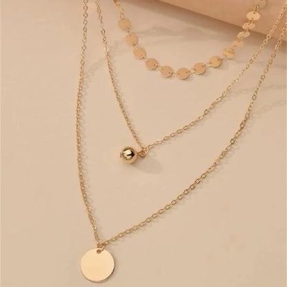 Collier multicouches vintage punk pour femmes, nouvelle mode, chaîne ronde à paillettes plaquée or, pendentif en perles métalliques, vente en gros