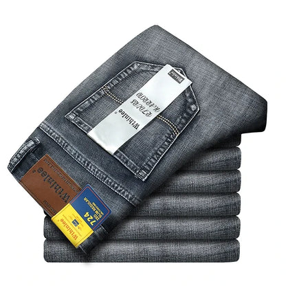 Pantalon en jean délavé de marque haut de gamme 2026, jean pour homme de haute qualité, décontracté, taille haute, pantalon en denim pour toutes les saisons