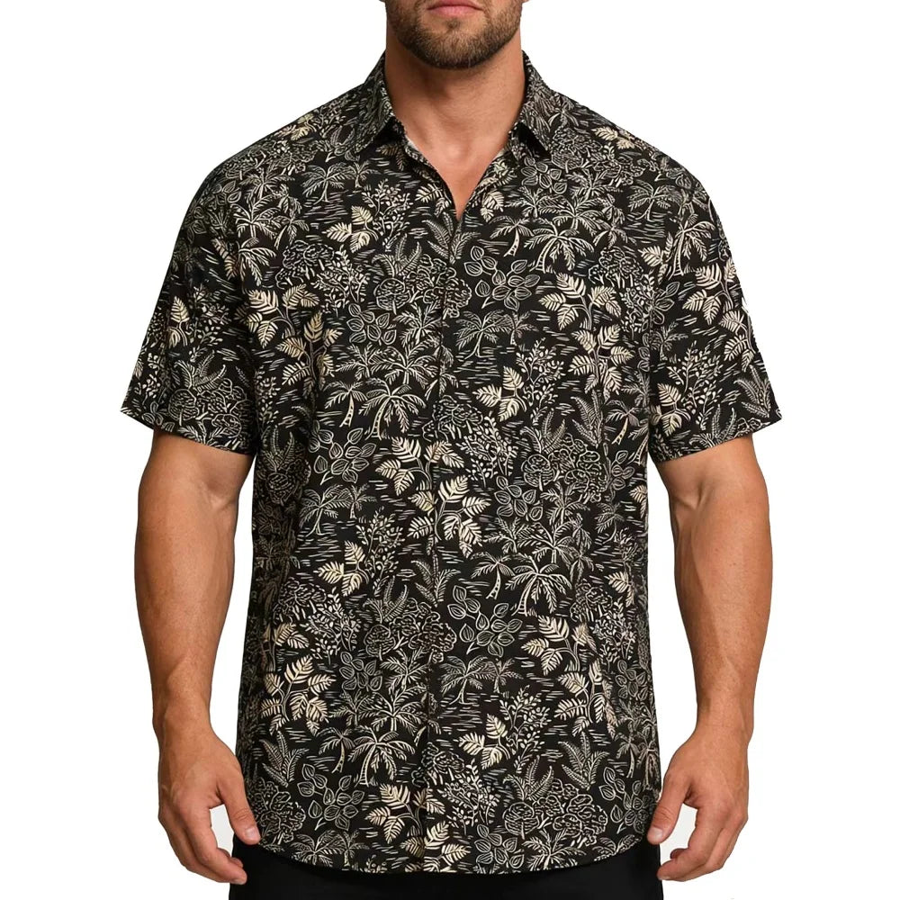 Chemise décontractée pour homme à imprimé graphique vintage, chemise hawaïenne à manches courtes pour l'été, chemises boutonnées, vêtements pour homme, chemise streetwear tendance